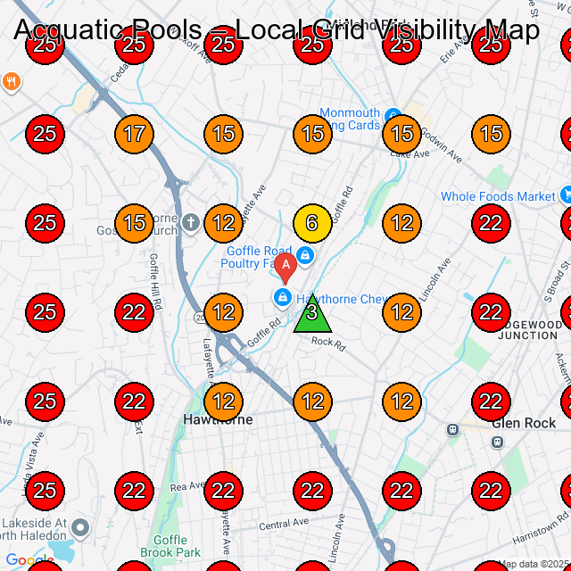 Acquatic Pools GeoGrid visibility map for Swimming Pool Contractor in North Haledon